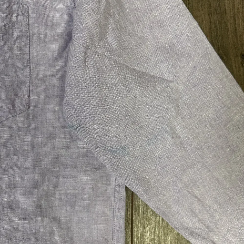 J.Crew Classic Fit Linen Shirt Mens M Purple Button Up Long Sleeve Lightweight